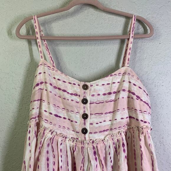 FREE PEOPLE Romper Medium Ocean Ave Boho Flowy Hidden Shorts Pockets Smocked - Picture 6 of 16